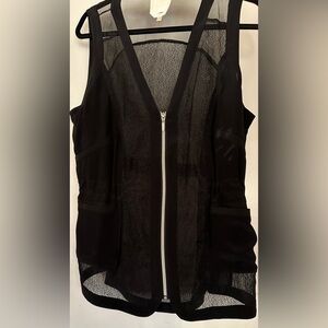 Quinn Black Sheer Zip-Up Vest